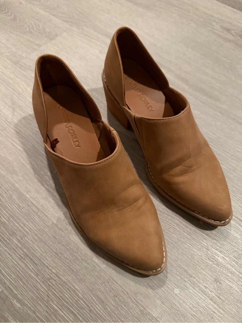 Cynthia Rowley Tan Pointed Toe Cutout Ankle Booties